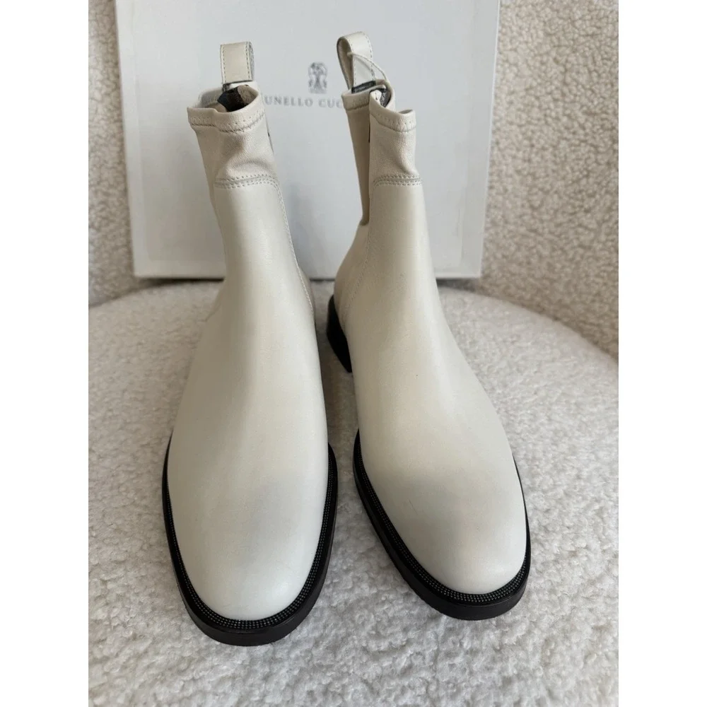 NWT Brunello Cucinelli - Women's Ankle Boots‎ Ecru Size 37